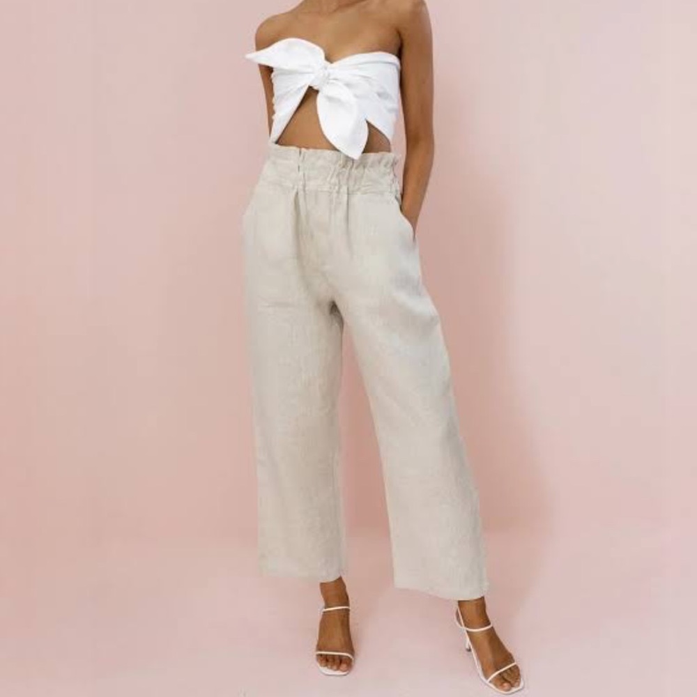 Posse the Label Ducky Paperbag HIGH waisted Pant Natural Linen Medium